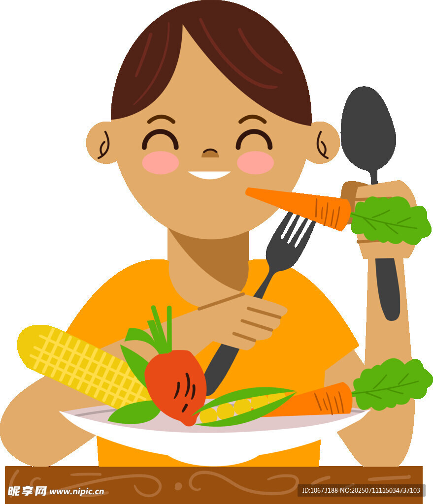 小孩开心享用营养蔬菜餐