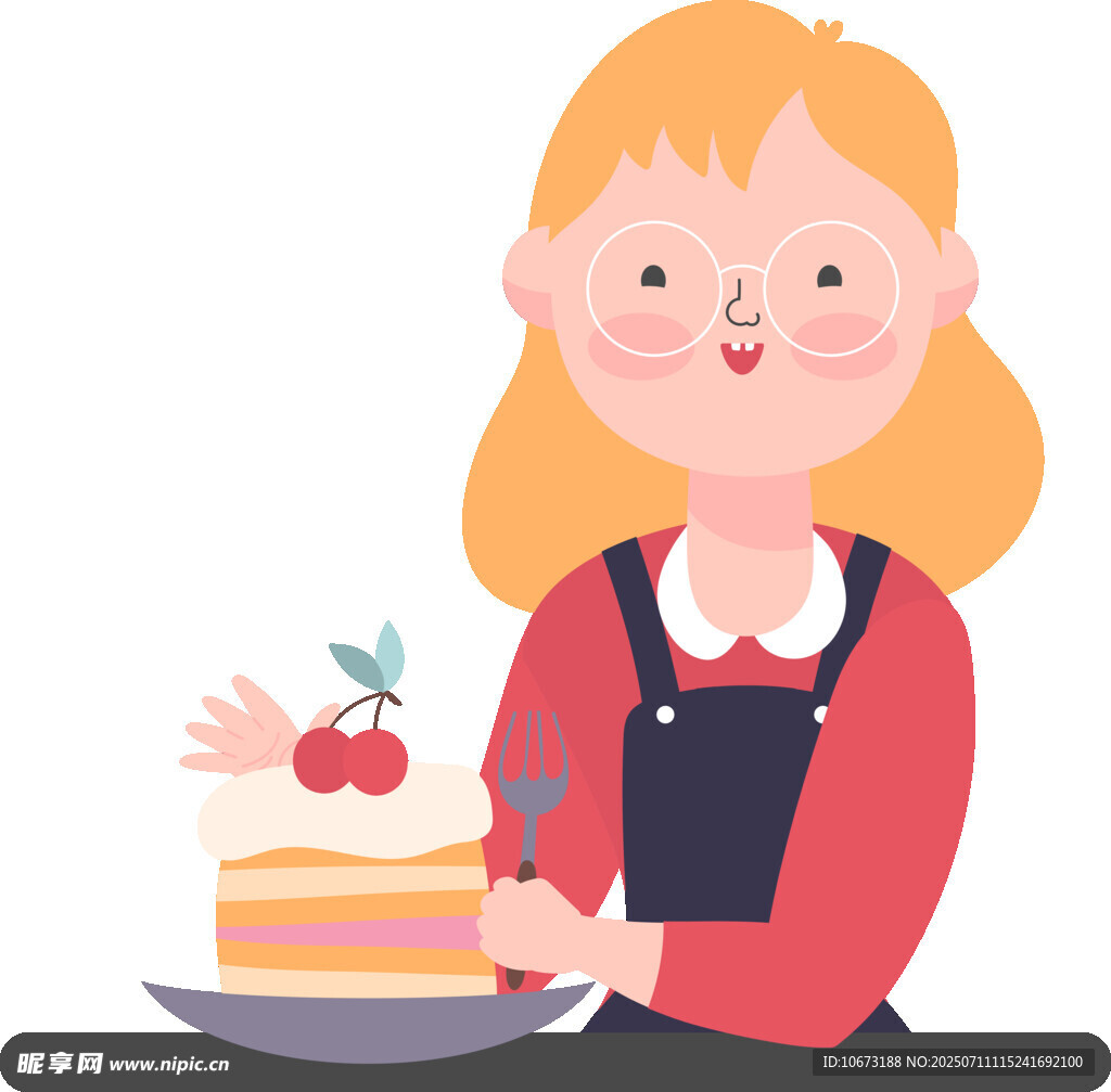 女孩开心制作美味蛋糕