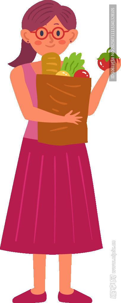 女子手提袋满载新鲜蔬果
