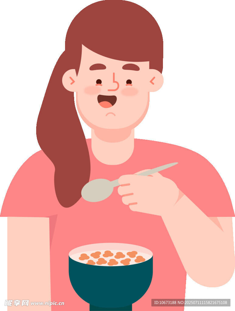 女孩开心享用一碗食物