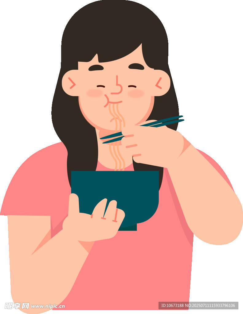 女孩开心享用美食