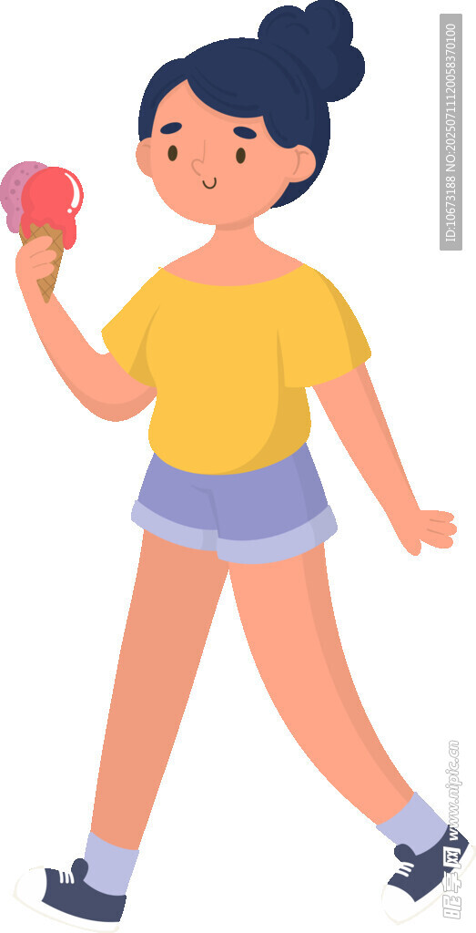 女孩手持苹果快乐行走