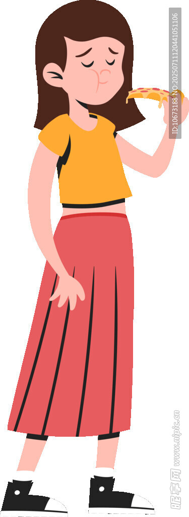 女孩优雅品尝美味披萨