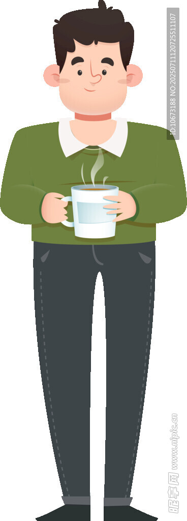 手持杯子的男士形象