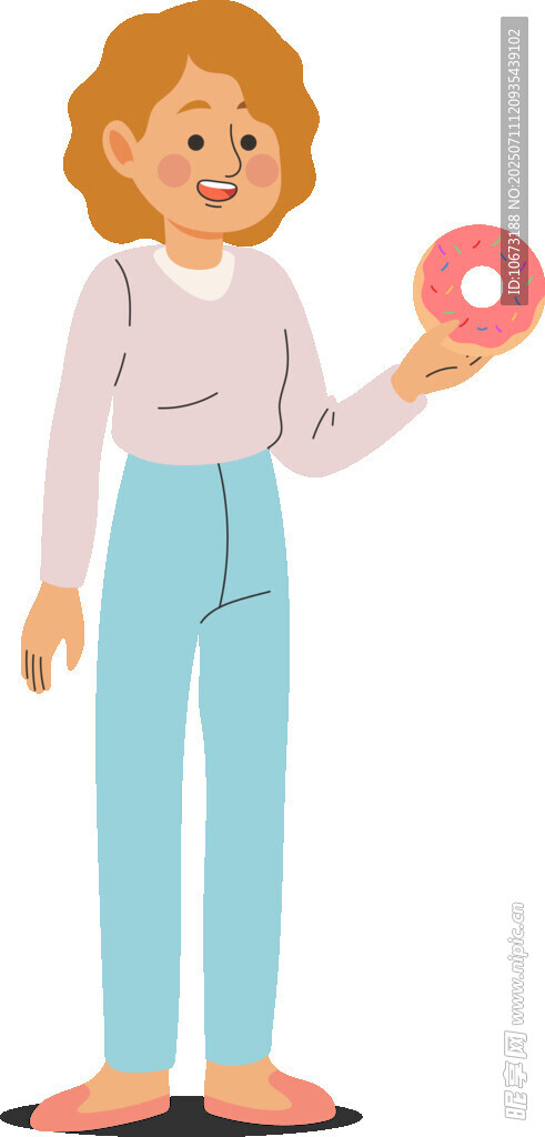 女子手持甜甜圈