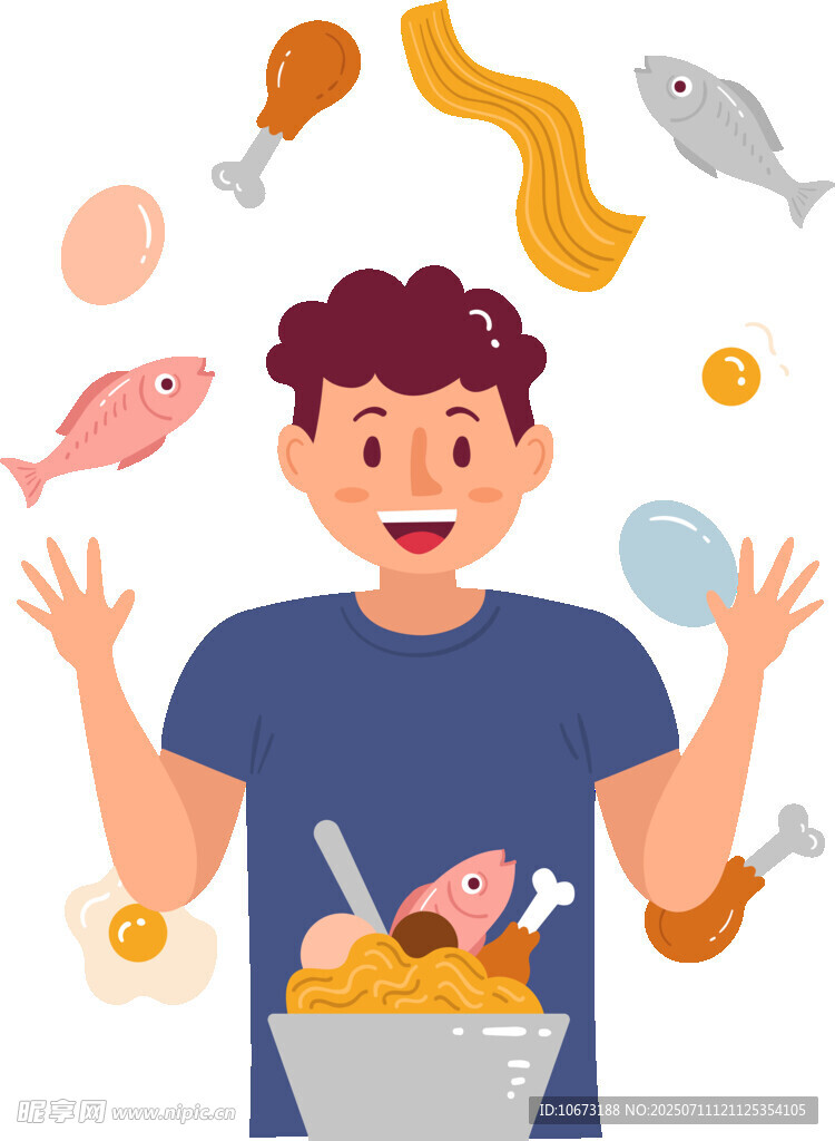 男子被美食环绕超惊喜