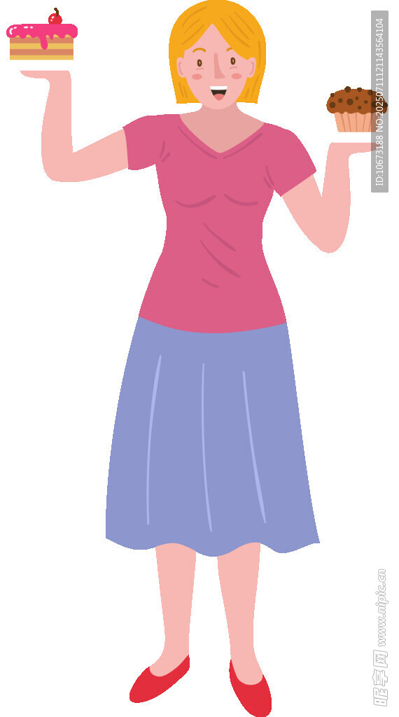 女子双手端美味糕点