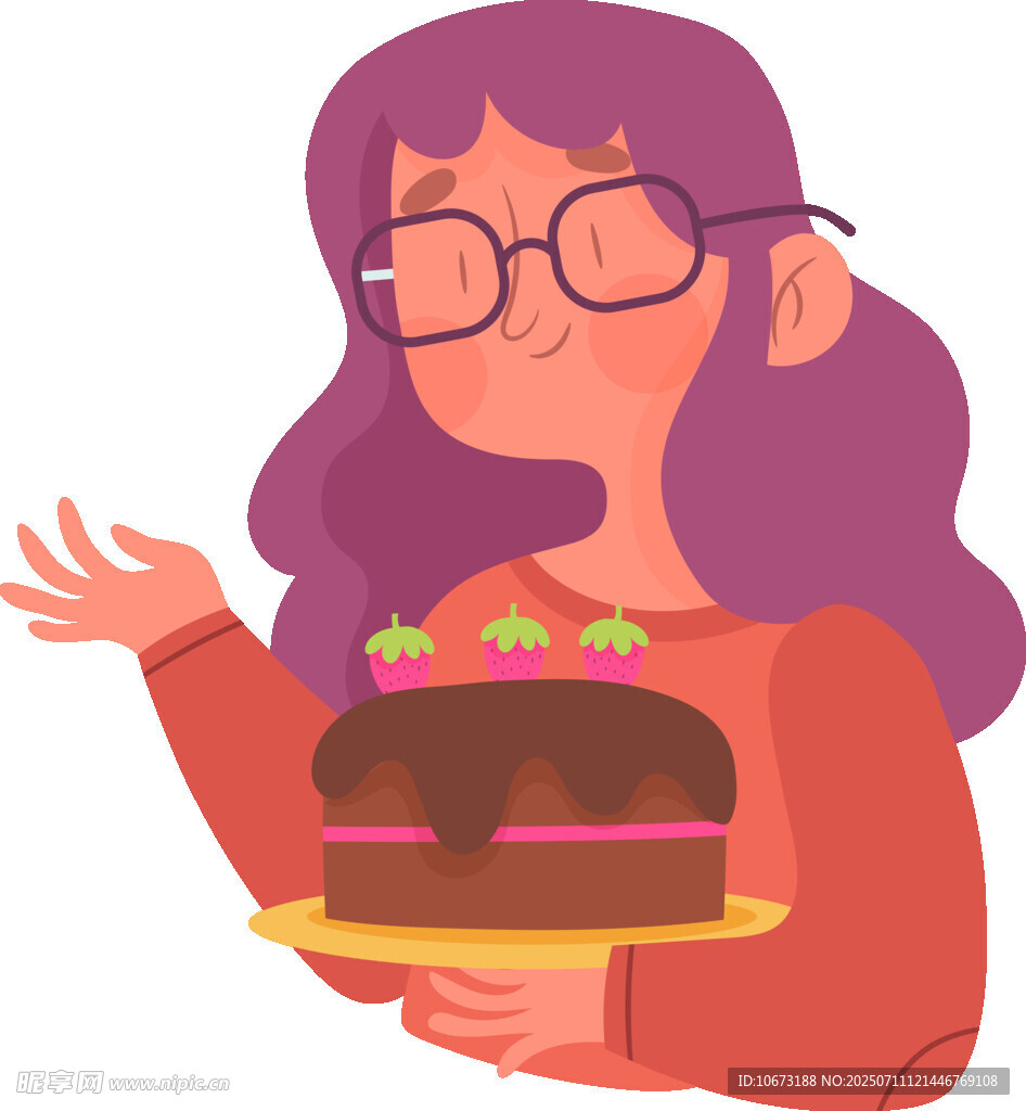 女孩手持美味巧克力蛋糕