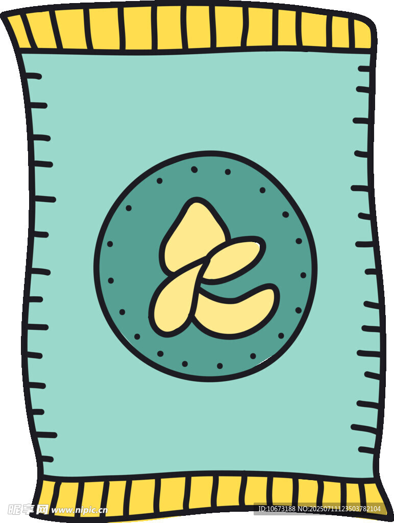 蓝色零食包装袋插画