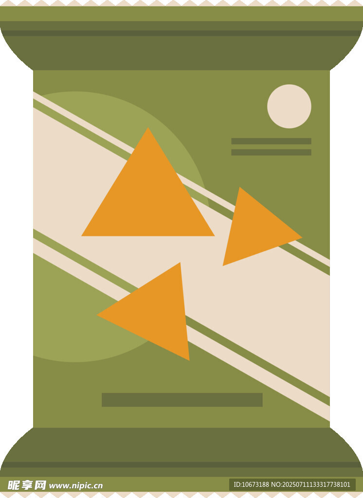 绿色包装上的橙色几何图案