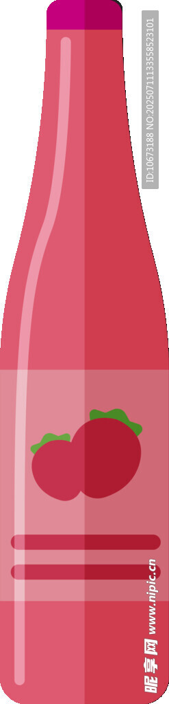 草莓味饮品瓶插画