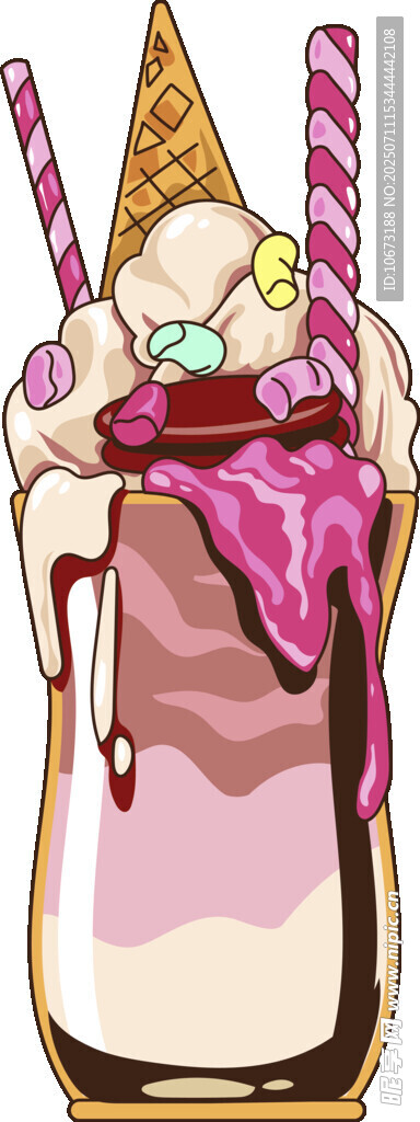 美味冰淇淋甜品插画