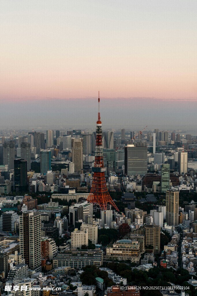东京城市天际线与塔景