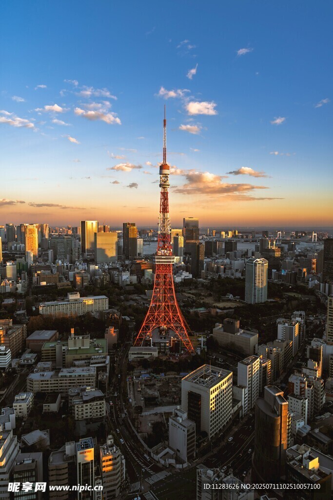 东京城市天际线与铁塔景观