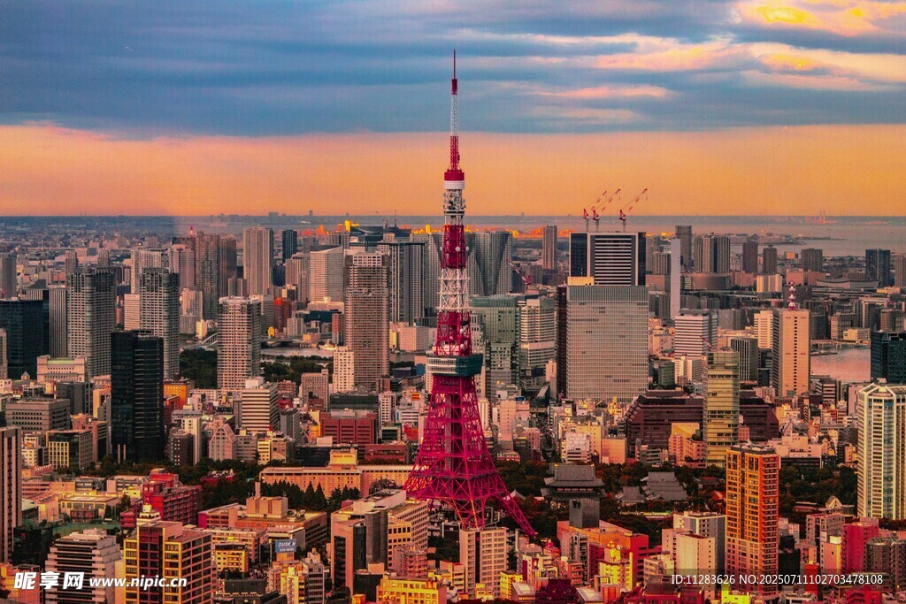东京城市天际线与塔景