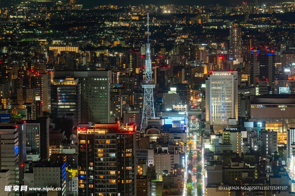 繁华都市夜景俯瞰
