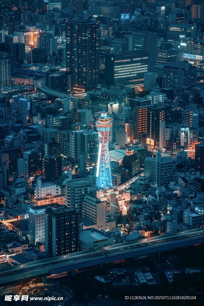 城市夜景中的璀璨摩天轮