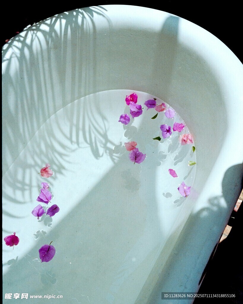 浪漫花瓣浴缸场景