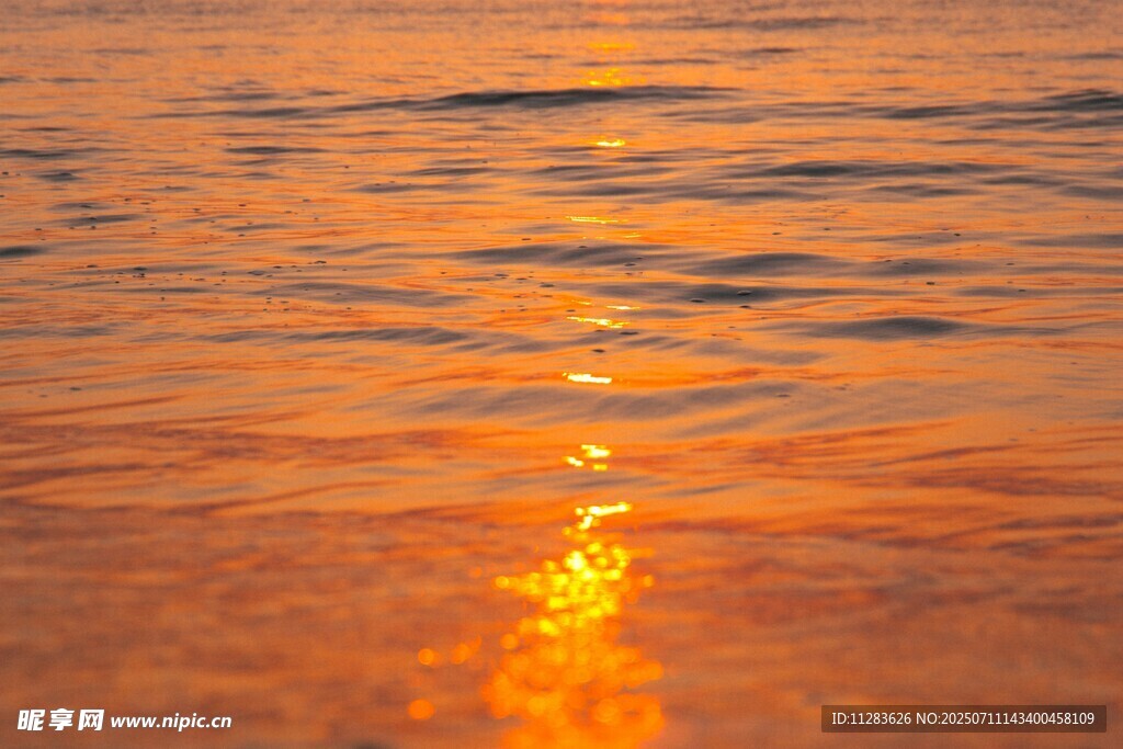 夕阳下波光粼粼的水面