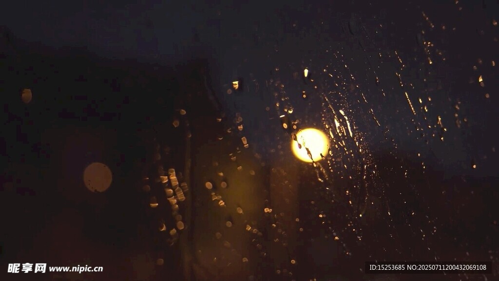 雨夜车窗上的模糊灯光