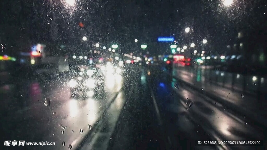 雨夜城市街道车流景象