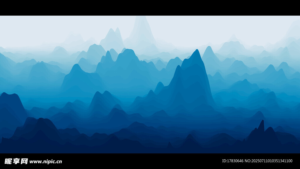 梦幻蓝色山峦景观