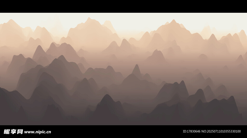 雾霭中的山峦景观
