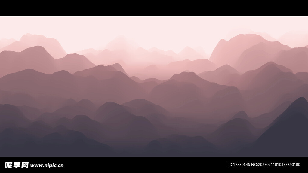 梦幻粉紫渐变山峦景色