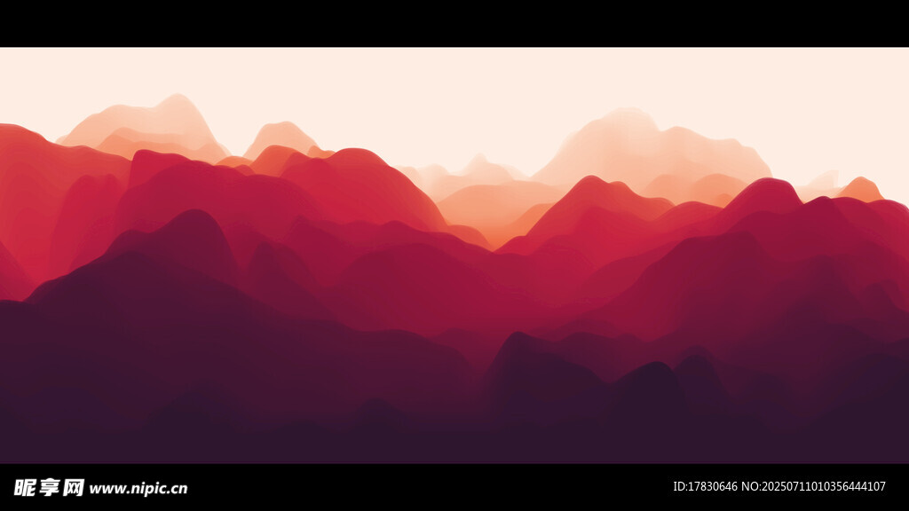 梦幻红色山峦景观