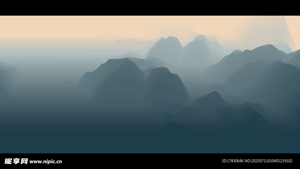 雾中群山美景
