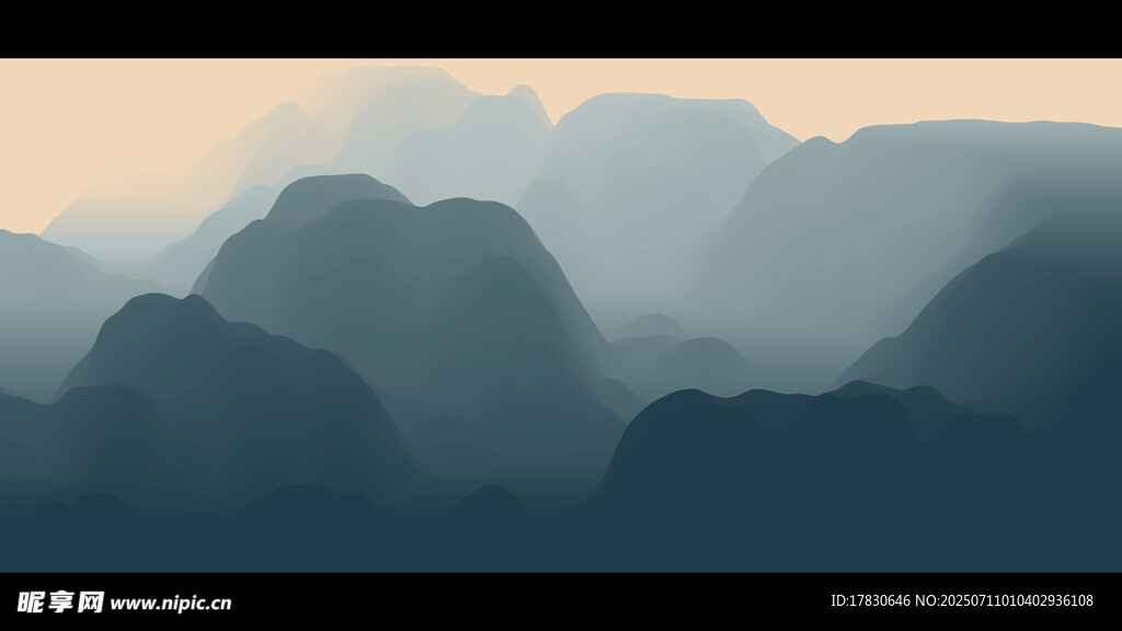 水墨风格山峦美景
