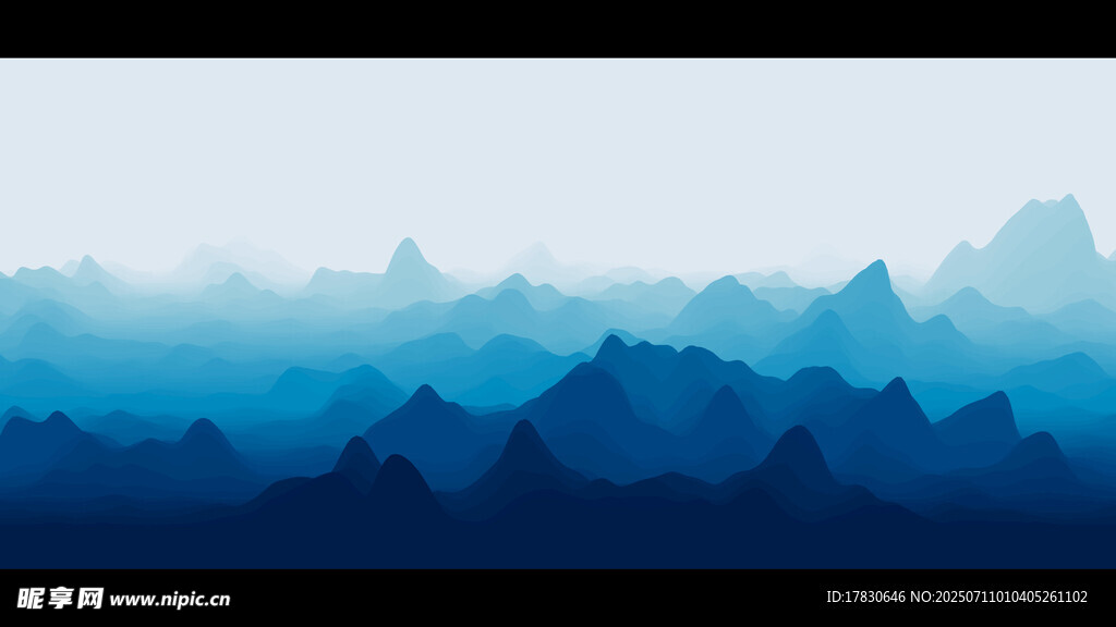 梦幻蓝调群山风景