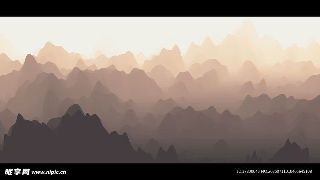 晨曦中的朦胧山峦