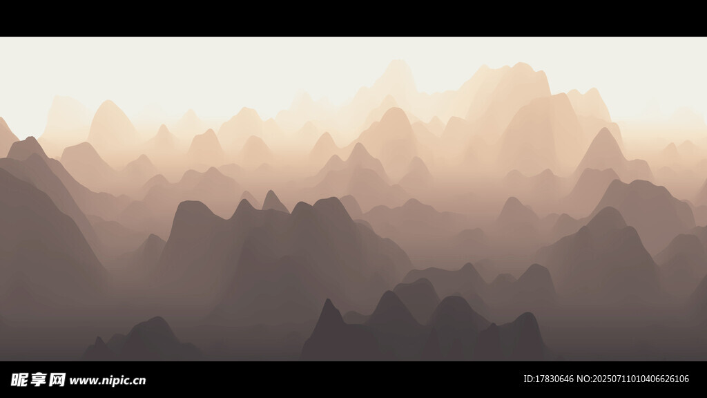梦幻朦胧的层叠山峦