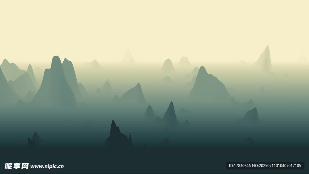 雾中群山景观