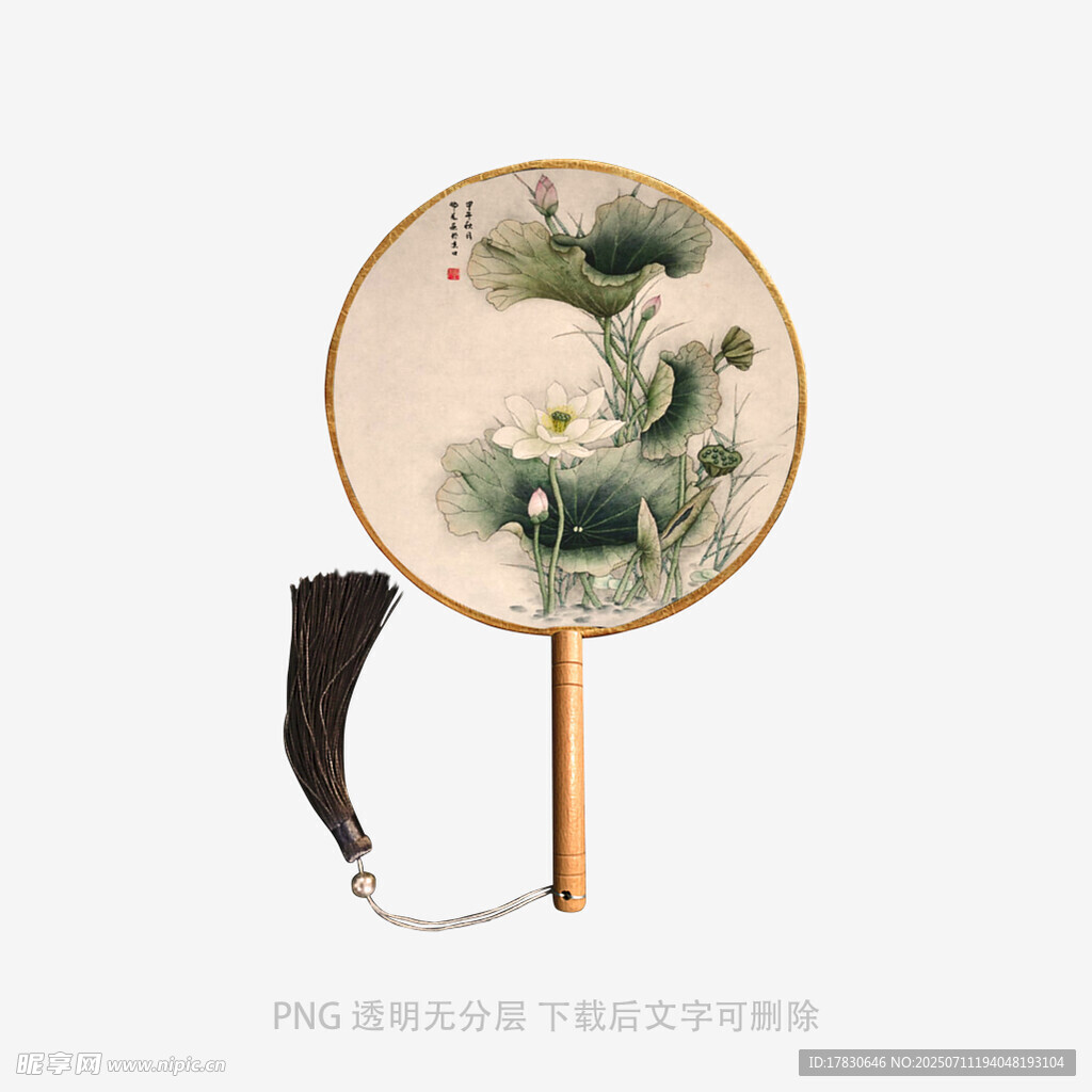 中式古风荷花团扇