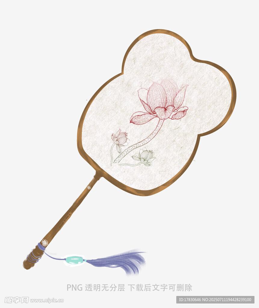 古典花卉图案中式团扇