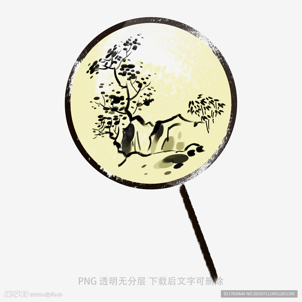 古典团扇上的花鸟图案