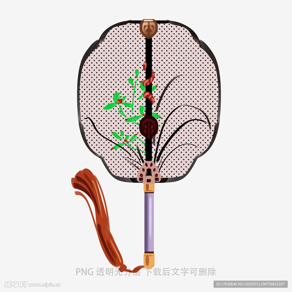 古典花鸟图案团扇