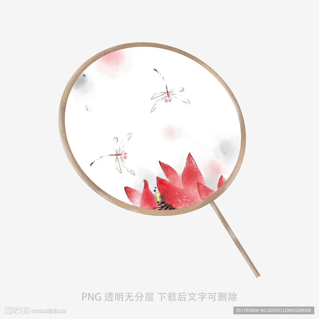 古风荷花团扇