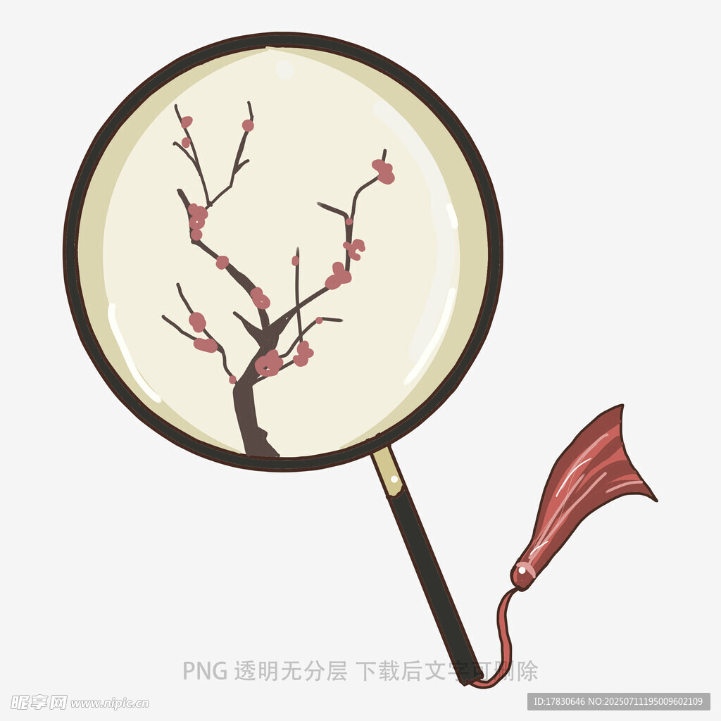 古风团扇绘红梅