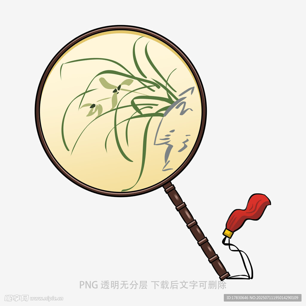 古典团扇上的兰草图案
