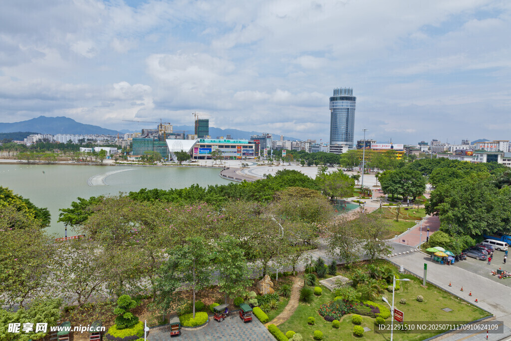 城市河畔景观俯瞰 星湖 七星岩
