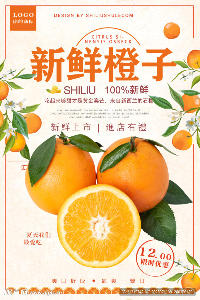 新鲜橙子海报