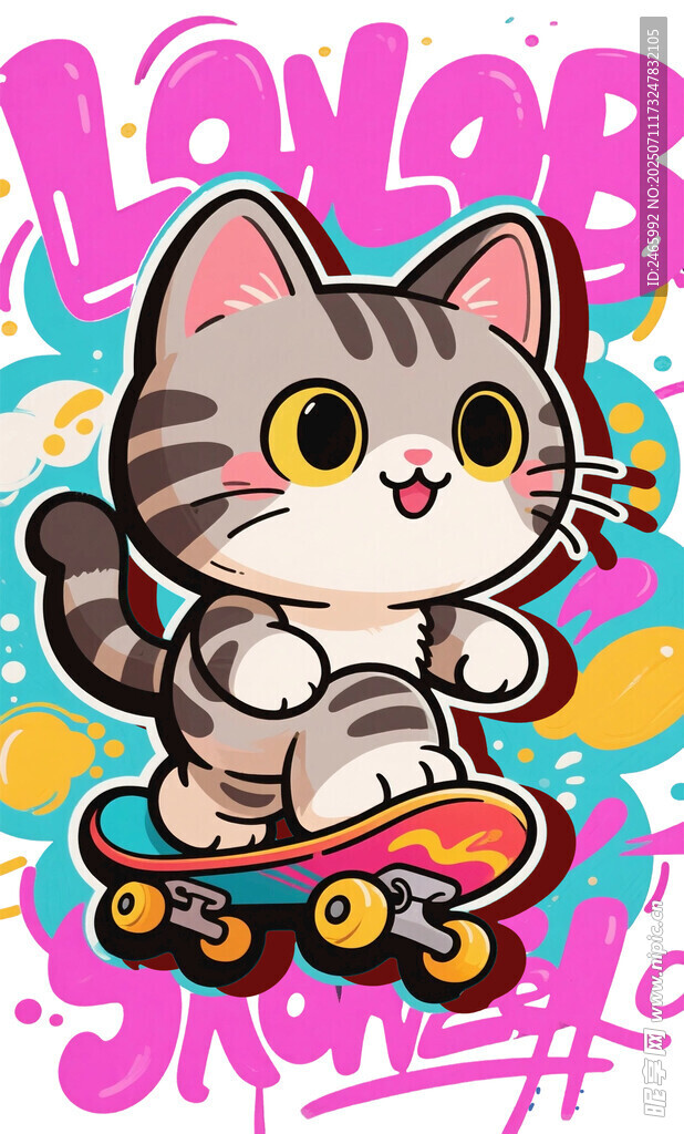 滑板小猫插图