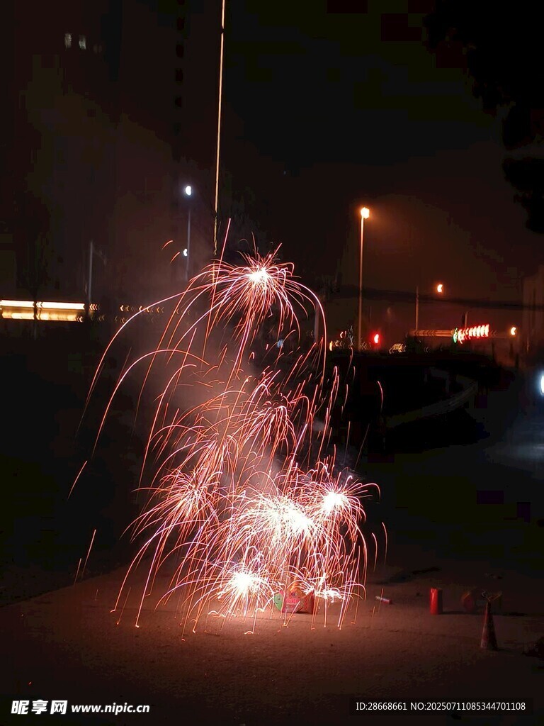 夜空中绚烂的烟花绽放