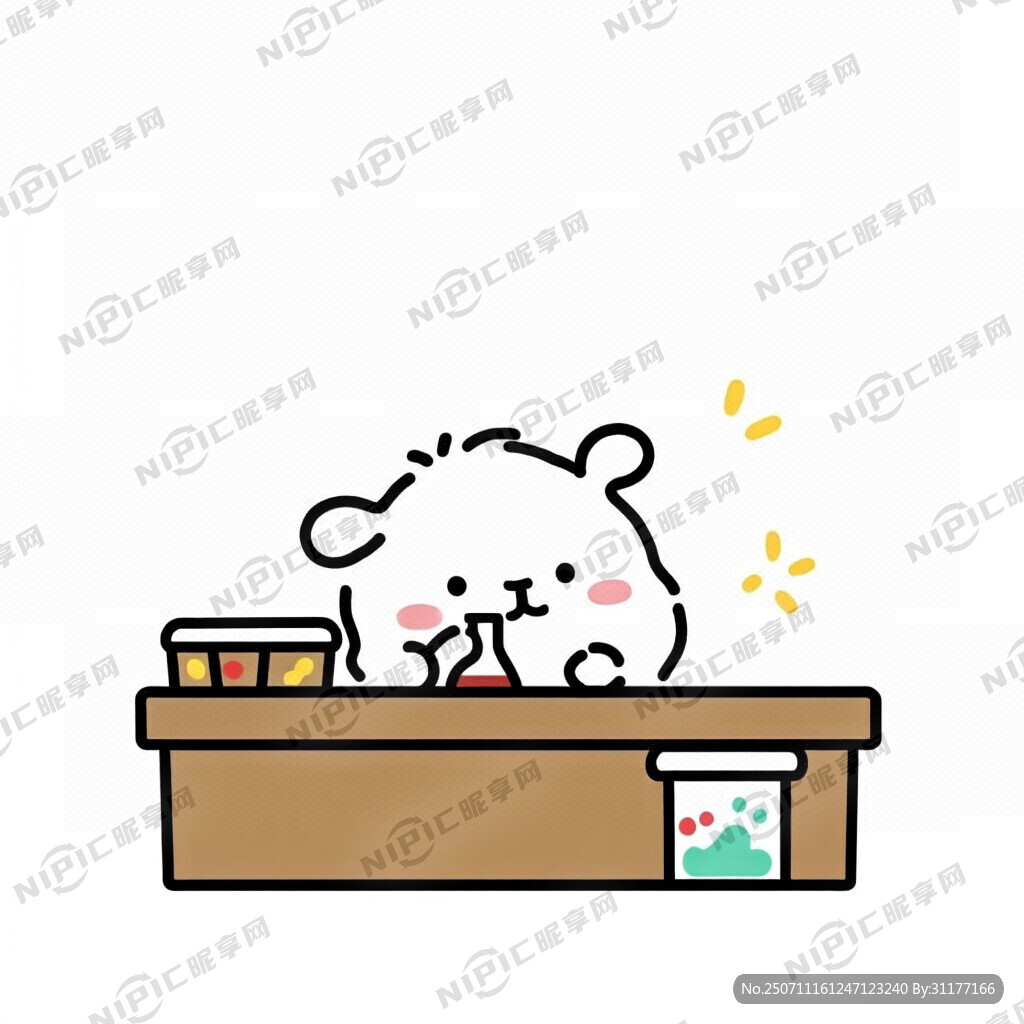 请帮我设计一个卡通的小动物在桌