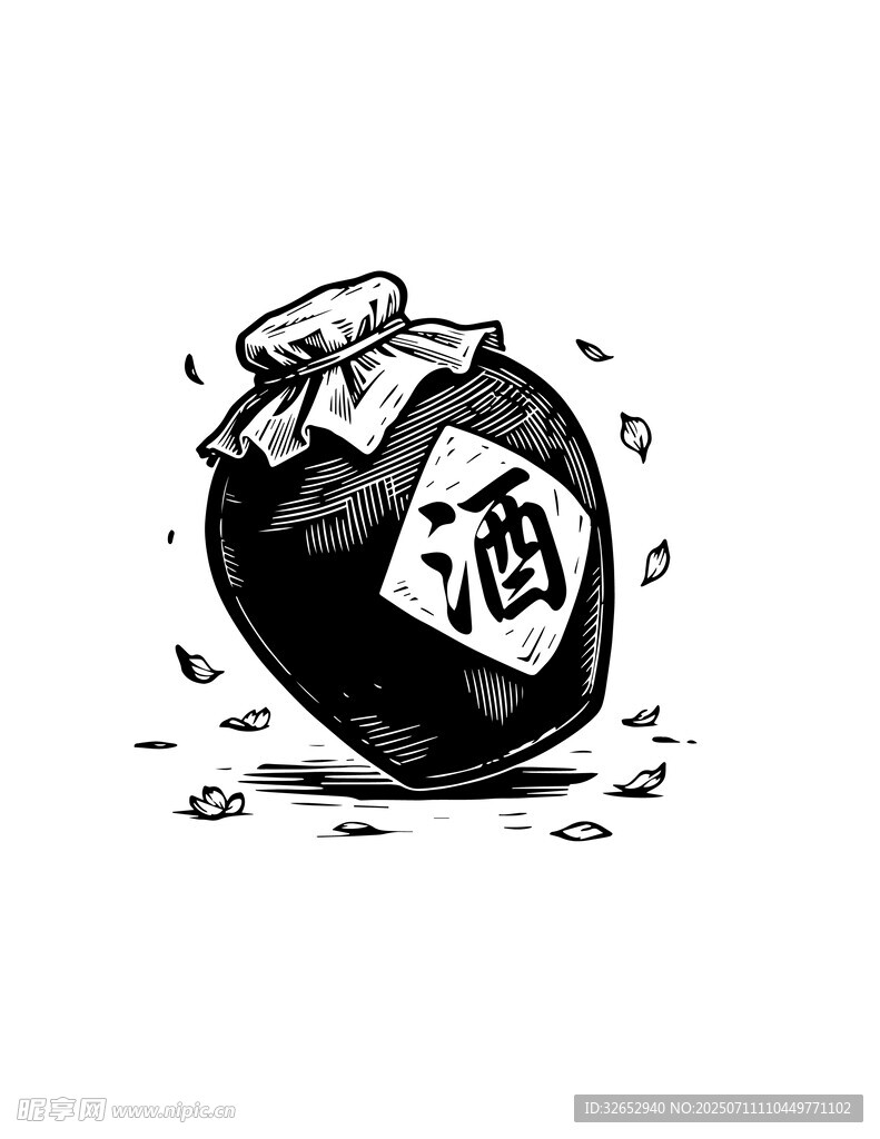 破裂酒坛洒出酒水