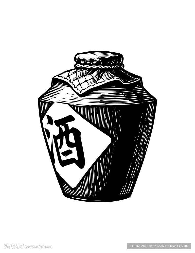 传统酒坛插画