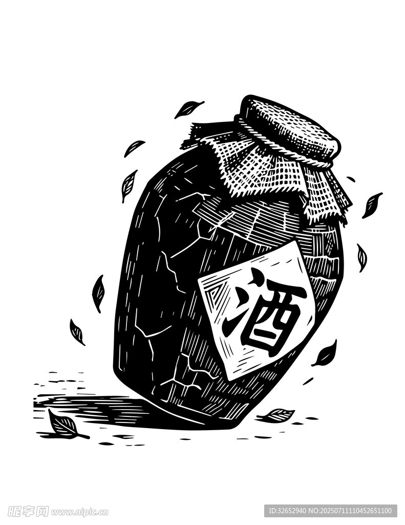 传统酒坛插画
